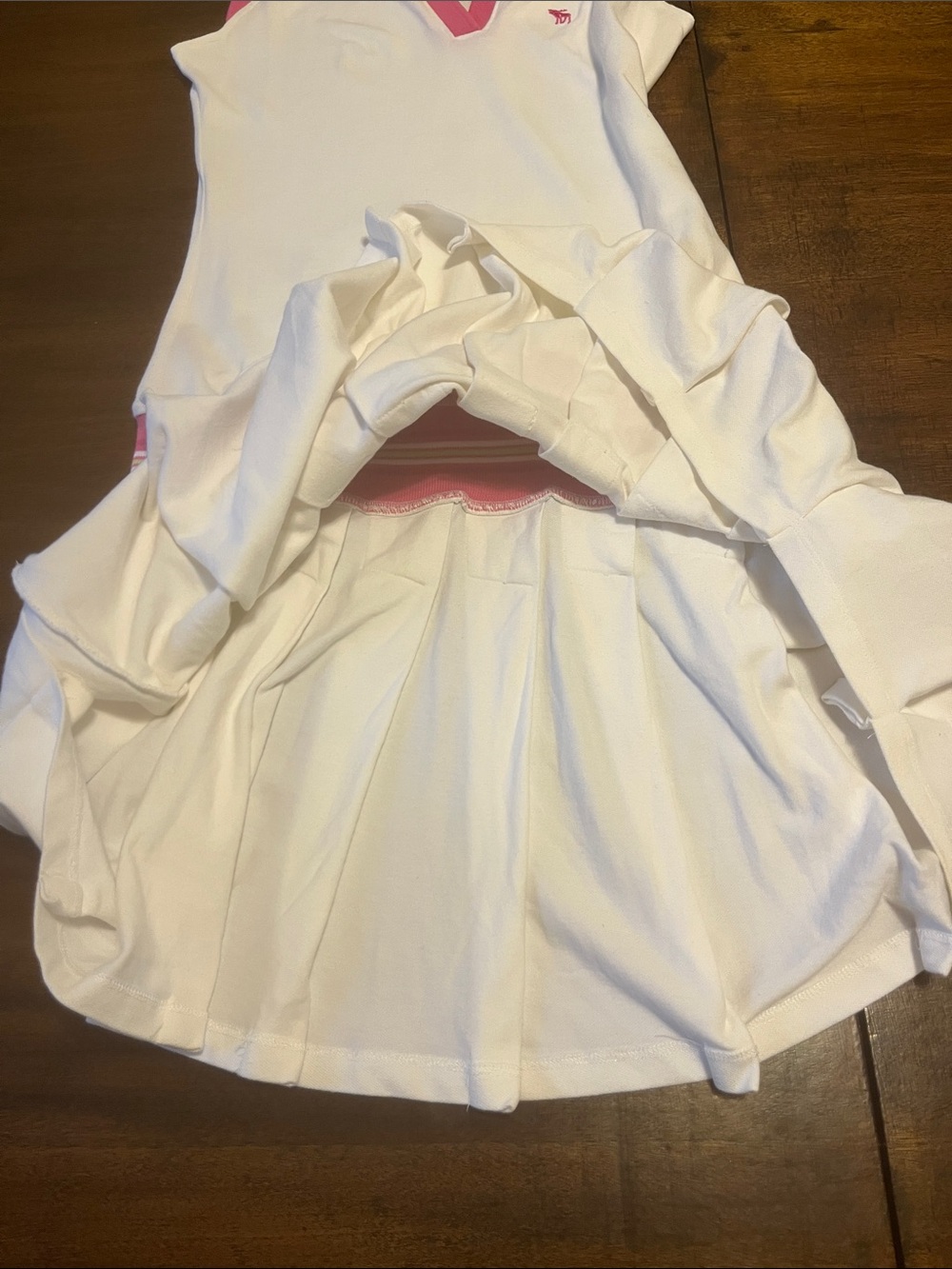 Vintage Abercrombie White Tank Polo Pleated Dress with Pink Trim - Picture 8 of 8